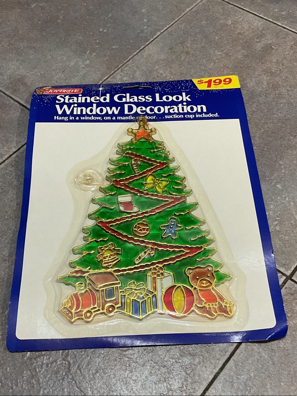 Stained Glass Look Green Christmas Tree Window Decoration